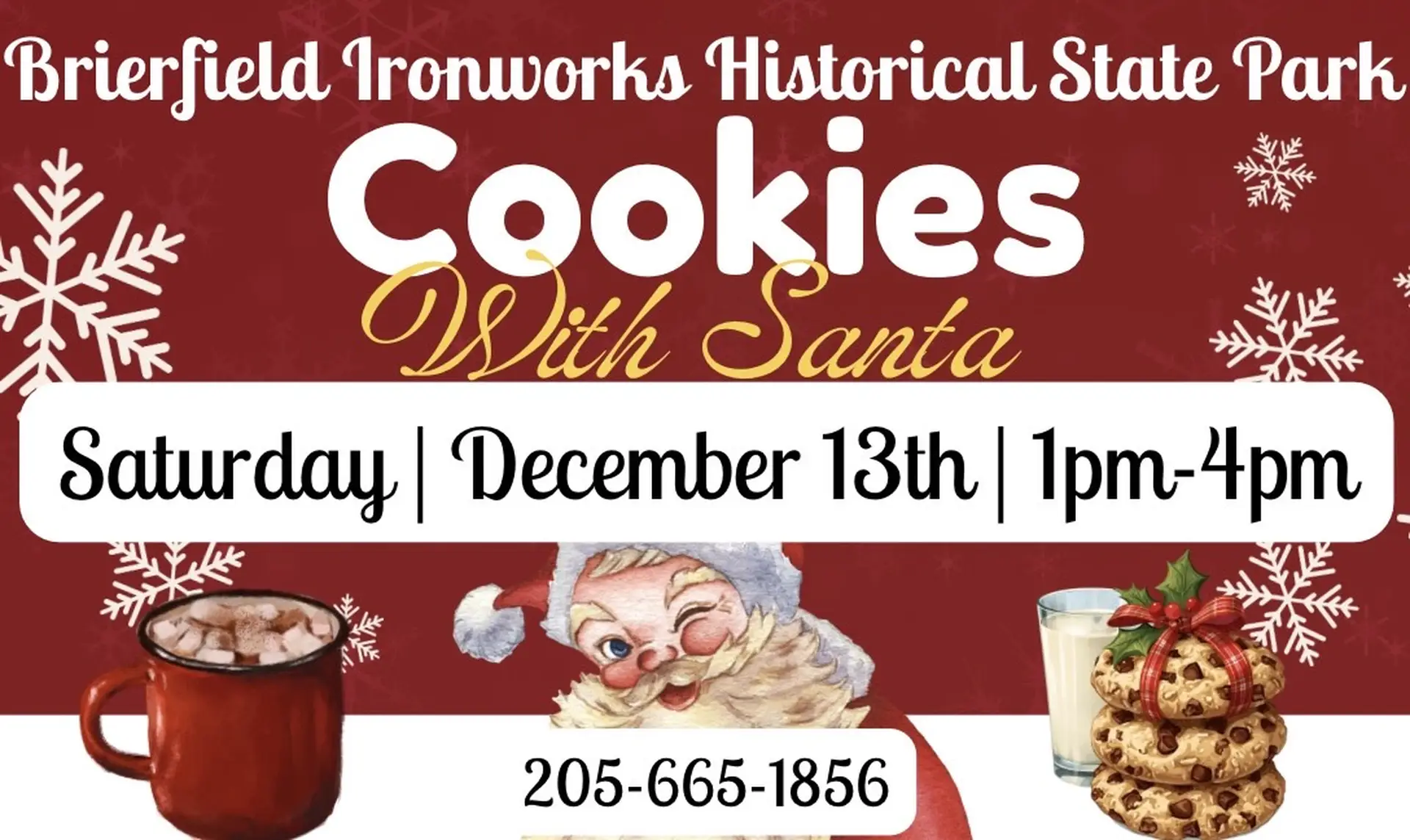 Brierfield Ironworks State Park - Cookies with Santa Sat Dec 13 2025