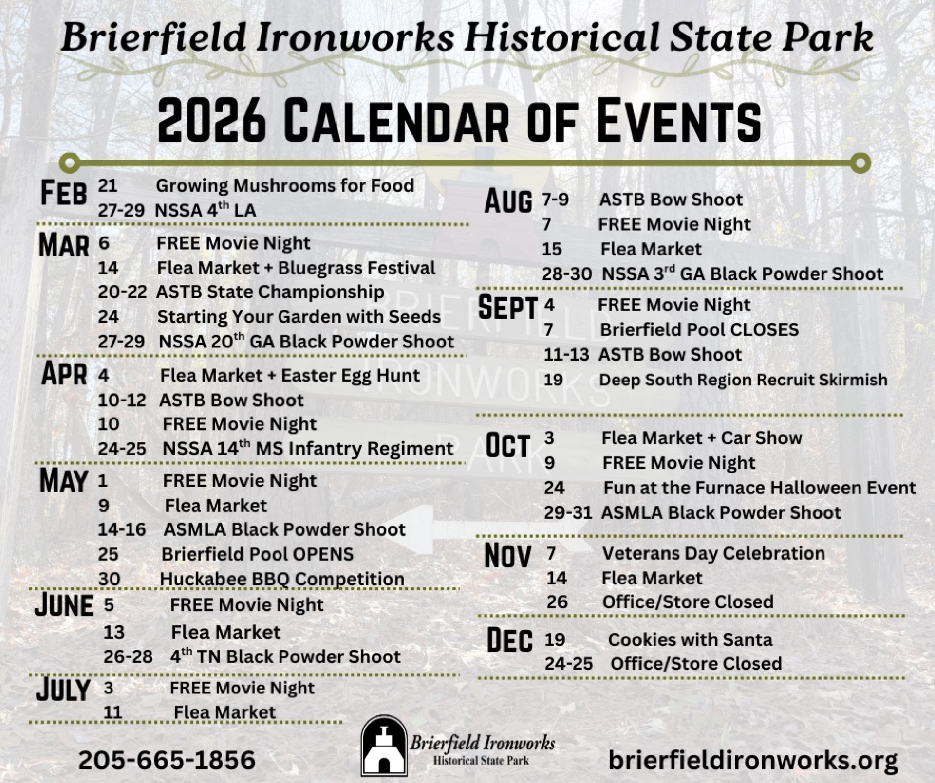 Calendar of Events Brierfield FINAL - 1