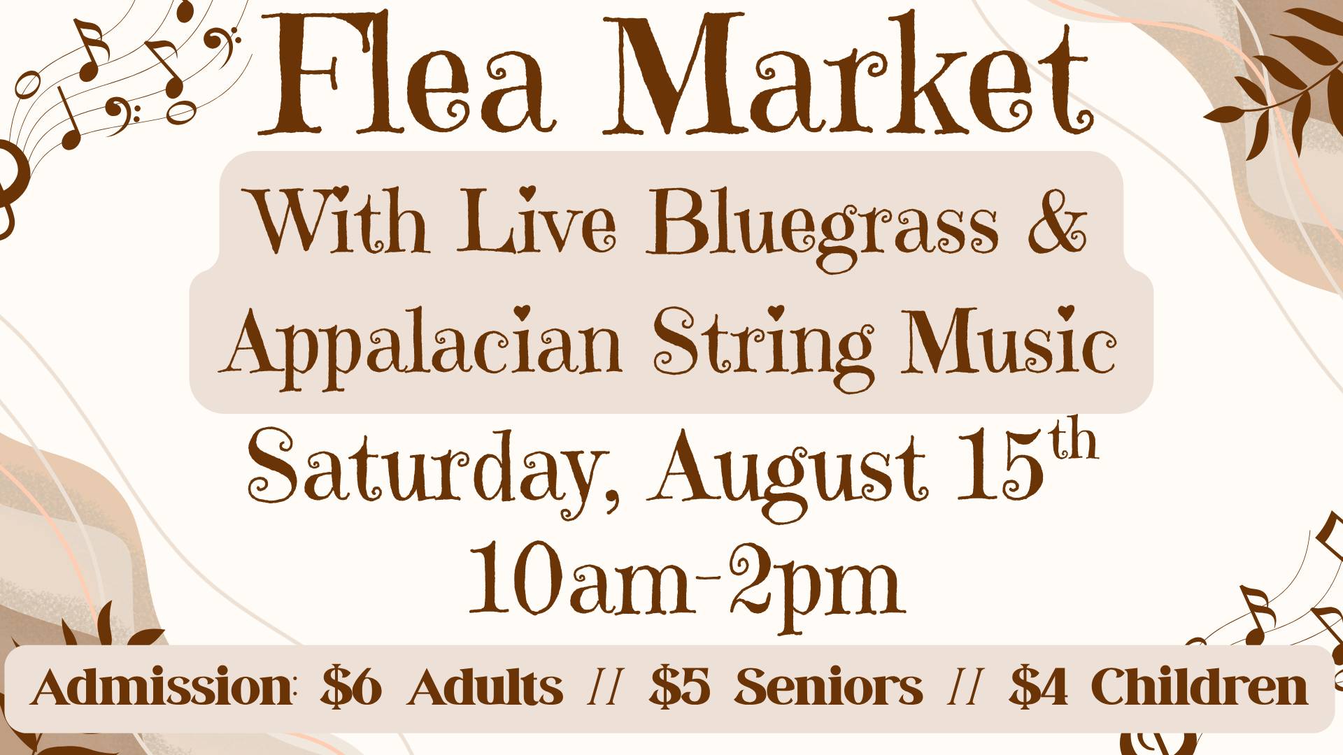 Flea Market w- Bluegrass & Appalacian String Music Aug 15 2026
