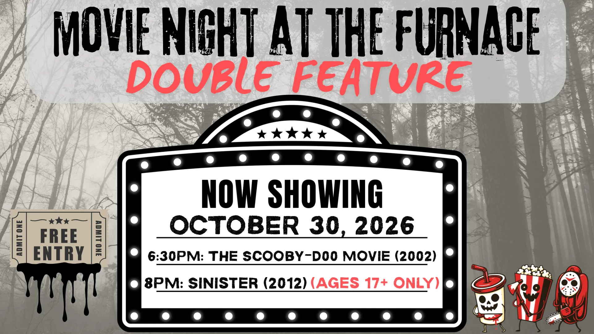 Movie Night at the Furnace Oct 30 2026 at Brierfield Ironworks Park