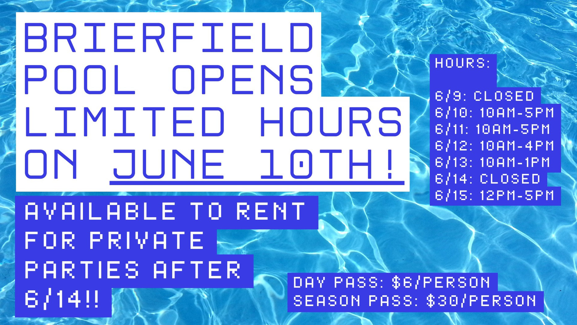 Pool Opening 2025 Delayed at Brierfield State Park