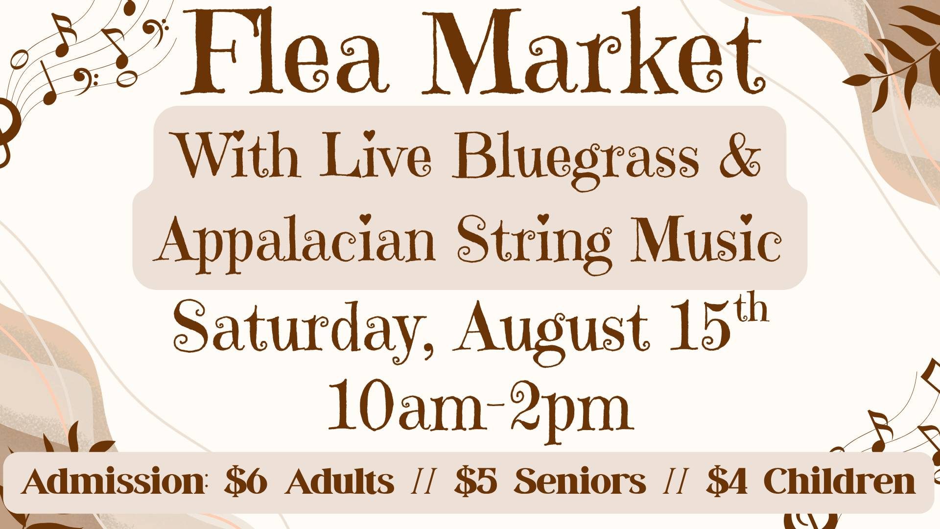 Flea Market w- Bluegrass & Appalacian String Music Aug 15 2026